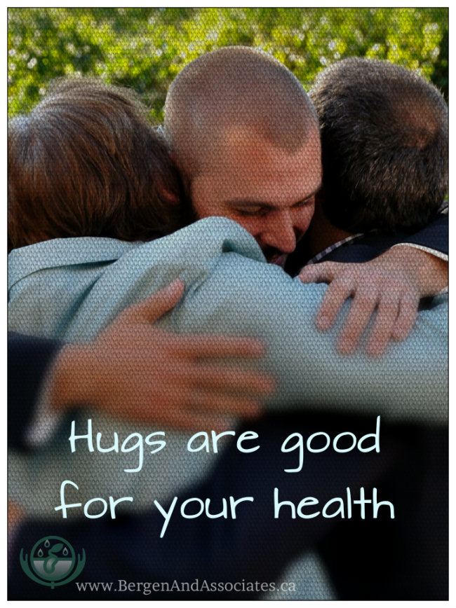 Hugs are good for your health poster by Bergen and Associates counselling in Winnipeg